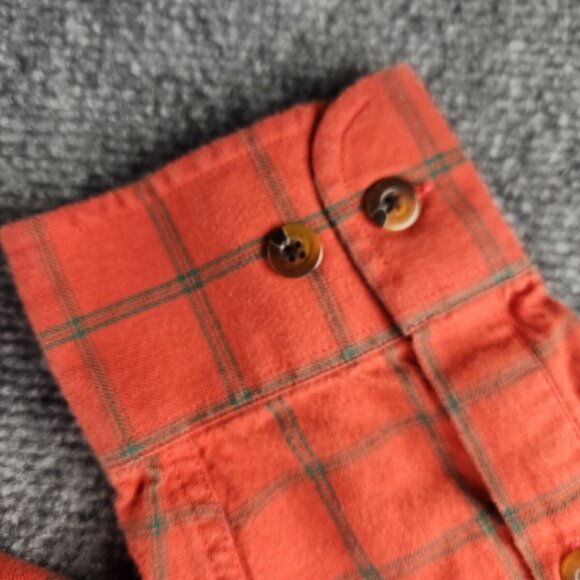 Orvis Large Adult Wool Blend Flannel Soft Lightweight Orange Green Plaid Outdoor - Picture 16 of 16
